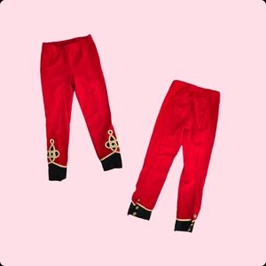 Ralph Lauren Girls' Red + Gold Brocade Trim Nutcracker Soldier Leggings 7/8Y